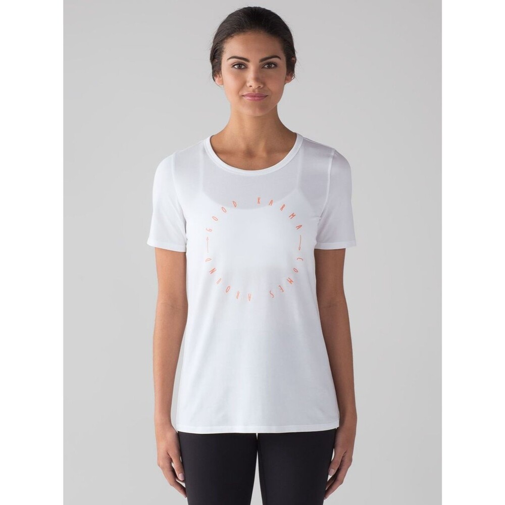 Lululemon Love Crew (Expression) 6 White Pima Cotton Tee Good Karma Graphic